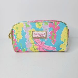 Lilly Pulitzer x Estee Lauder Pink Blue Floral Print Cosmetic Bag